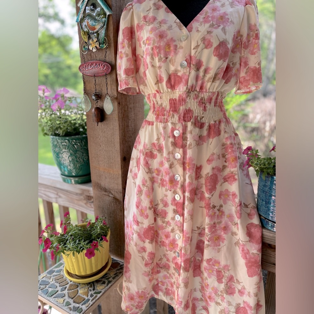 Vintage Rabbit Floral Dress Size 8